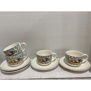 Vista Alegre Group 1824 Kera Table Demitasse Espresso Cups & Saucers Set For 4